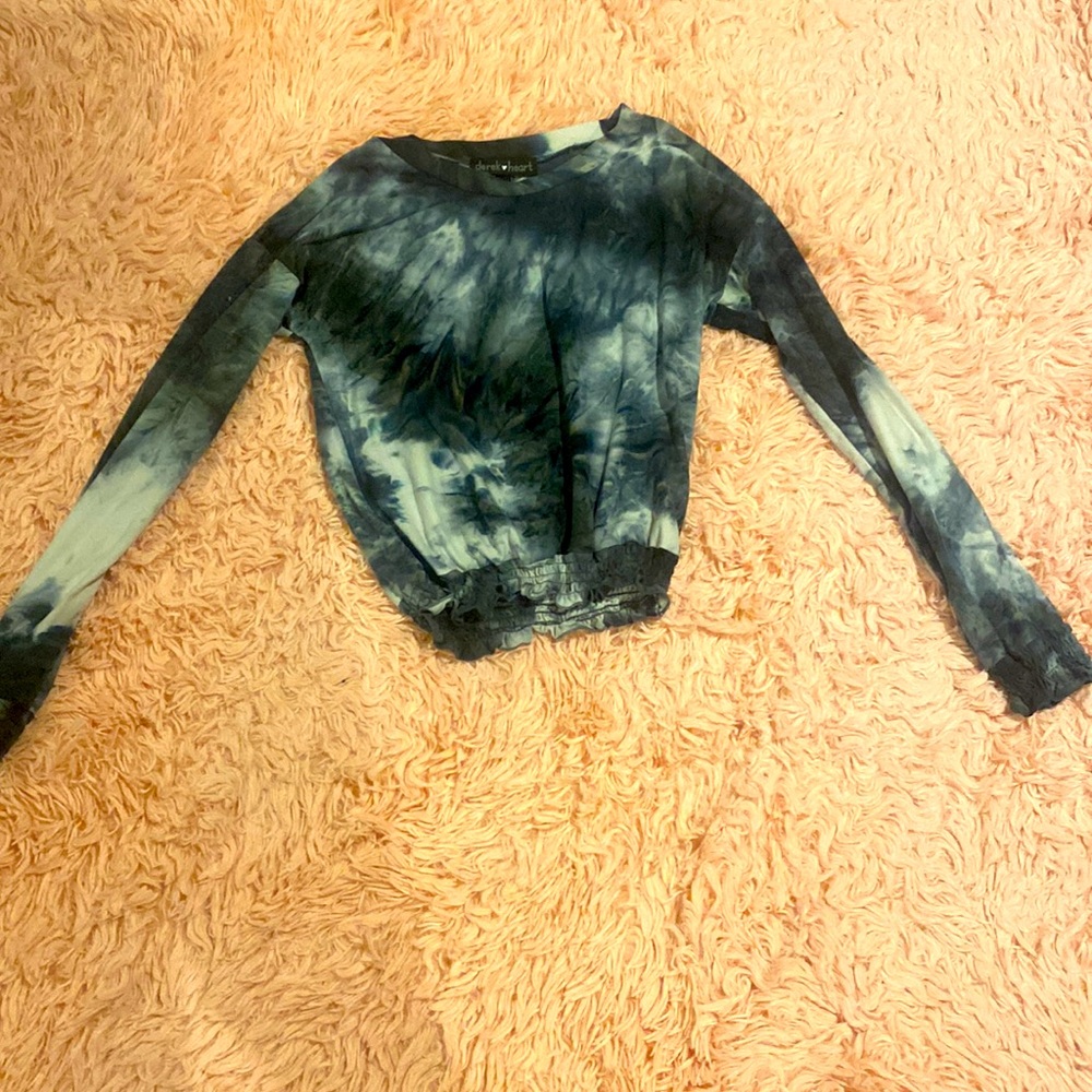 A blue long sleeve crop top very comfortable and relaxing
